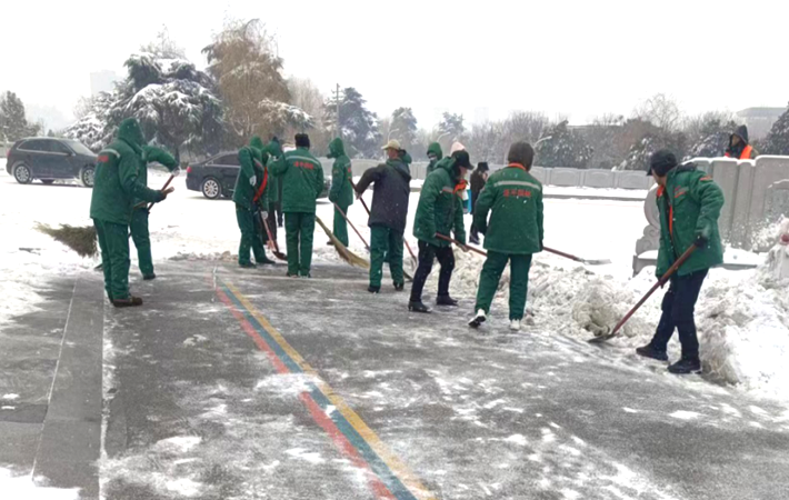 遂平县园林绿化中心：除雪护绿、除雪护路raybet雷竞技入口全力保障市民安全游园(图1)